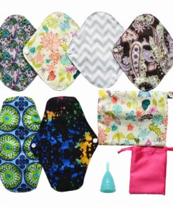 8 Pieces Menstrual Set 6 of Cloth Pads + 1 of Moon Cup + 1 of Mini Wet Bag (SMALL for women who haven't previously given birth vaginally., Blue) 14 81tKsP14tZL