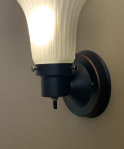 Design House 505115 Village 1-Light Indoor Dimmable Wall Sconce Frosted Flute Glass with Twist On/Off Switch for Bathroom Bedroom Hallway, 8.25" H x 5.1" W, Oil-Rubbed Bronze 39 81tL6HMjzFL
