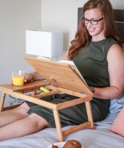 BIRDROCK HOME Bamboo Laptop Bed Tray with Multi-Position Adjustable Tilt Surface | Storage Drawer | Fits Laptops Up to 15" | Tablets Up to 9.6" | Natural | Work from Home | Computer Lap Tray 35 81tMR0Hw3tL