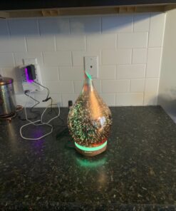 Porseme 280ml Essential Oil Diffuser, 3D Glass Aromatherapy Diffusor, Ultrasonic Cool Mist BPA Free Aroma Humidifier with Timer and Color Changing Function, Waterless Shut-Off for Home Office Room G2-280ml Rose Gold Aladdin Vase 28 81tPdPYe8kL