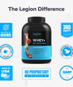 LEGION Whey+ Whey Isolate Protein Powder from Grass Fed Cows - Low Carb, Low Calorie, Non-GMO, Lactose Free, Gluten Free, Sugar Free, All Natural Whey Protein Isolate, 5 Pounds (Strawberry Banana) 82 Servings (Pack of 1) Strawberry Banana 13 81tQUD8LW0L