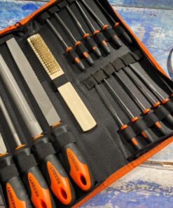 REXBETI 25Pcs Metal File Set, Premium Grade T12 Drop Forged Alloy Steel, Flat/Triangle/Half-round/Round Large File and 12pcs Needle Files with Carry Case, 6pcs Sandpaper, a brush,a pair working gloves 36 81tQV38nlqL