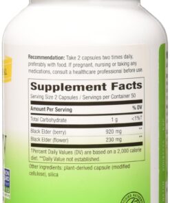 Nature's Way Black Elderberry, 575 milligrams 100 Veggie Capsules Pack of 1 7 81tTbpf3LEL