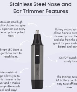 ToiletTree Products Nose Hair Trimmer with LED Light - Stainless Steel, Heavy-Duty Casing - Ear & Nose Hair Trimmer - Men's Grooming Trimmer for Beard, Eyebrows, and Ears 31 81tUZqH6HpL