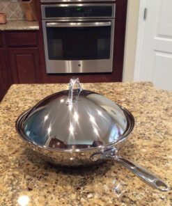 Cooks Standard Wok Multi-Ply Clad Stir Fry Pan, 13" with High Dome lid, Silver 70 81tUsuINPeL