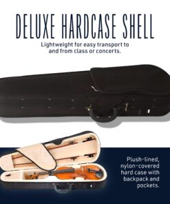 Cecilio CVN-300 Solidwood Ebony Fitted Violin with D'Addario Prelude Strings, Size 1/2 26 81tYIkhJrL