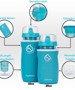 Alternative view of Hydracy Fruit Infuser Water Bottle - 32 oz Sports Bottle - Insulating Sleeve, Time Marker & Full Length Infusion Rod + 27 Fruit Infused Water Recipes eBook Gift - Aqua Blue 32oz