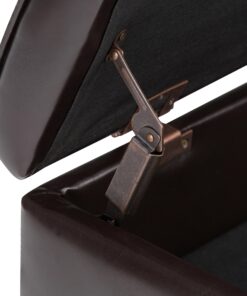 SIMPLIHOME Cosmopolitan 44 Inch Wide Rectangle Ottoman Bench with Open Bottom in Tanners Brown Faux Leather Tufted Footrest Stool, For Living Room, Bedroom, Traditional Rectangular 31 81taK4yL4WL