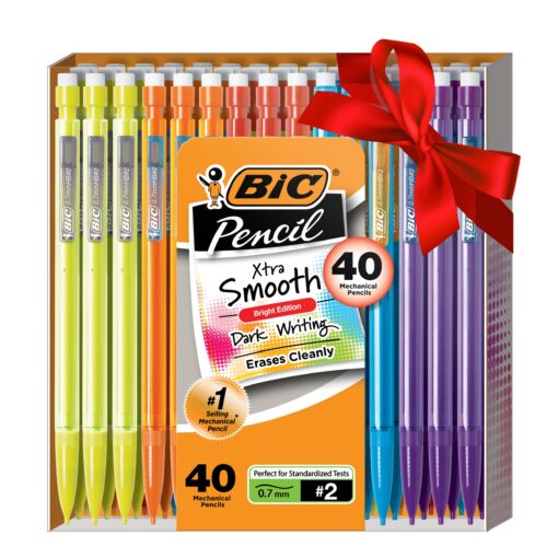 BIC Xtra-Smooth Mechanical Pencils with Erasers (MPCE40-BLK), Bright Edition Medium Point (0.7mm), 40-Count Pack, Bulk Mechanical Pencils for School or Office Supplies, Gifts for Students Xtra-Smooth Bright Edition