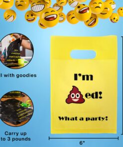 L LIFETIME Party Favor Plastic Goodie Bags with Handles- Theme Birthday Supplies Gift Bag for Kids and Adults – I'm Pooped (24 Pack) 7 81tfiXHX4yL