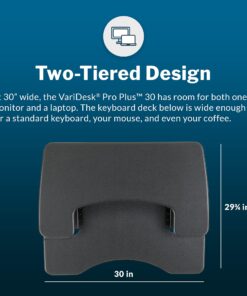 Vari - VariDesk Pro Plus 30 - Height Adjustable Standing Desk Converter for Home Office - Sit to Stand Desk with 11 Height Settings, Spring-Assisted Lift, and Weighted Base - Fully Assembled, Black 11 81tgx8L70ZS