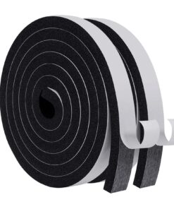 MAGZO Weather Stripping Door Seal, 3/4 Inch Wide X 3/8 Inch Thick Adhesive Foam Tape Soundproof Weatherstripping for Windows, 2 Rolls Total 13FT Black 3/4in * 3/8in * 13FT
