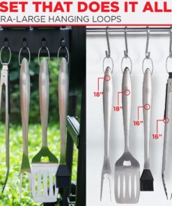 Alpha Grillers Grill Set Heavy Duty BBQ Accessories - BBQ Gifts Tool Set 4pc Grill Accessories with Spatula, Fork, Brush & BBQ Tongs - Grilling Cooking Gifts for Men Dad Durable, Stainless Steel Grill Tool Set 30 81tiEdOjs7L 5