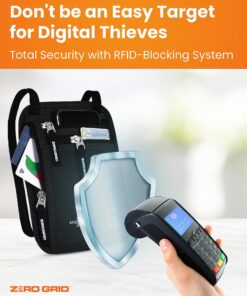 Travel Neck Wallet with RFID Blocking, Travel Neck Pouch Passport Holder for Women and Men Keep Valuables Safe One Size Black 28 81tivTUJozL