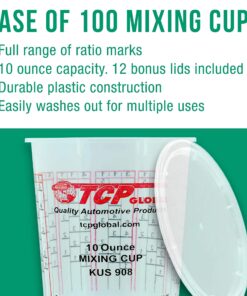 Custom Shop Brand (Full Case of 100 Each - 1/2 Pint (8oz) Paint Mixing Cups) - Cups Have Calibrated Mixing Ratios on Side of Cup BOX of 100 Cups Cups - Box of 100 + 12 Lids 13 81tjOQmllXL