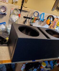 QPower QBOMB12V Dual 12 Inch Subwoofer Box with Bedliner Spray for Speakers, High-Performance Vented Subwoofer, Durable Sub Box, Black 50 81tmMeqM6oL