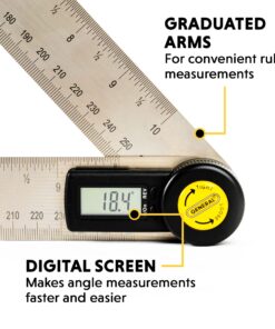 General Tools Digital Angle Finder Ruler #823 - 10" H - Stainless Steel Measurement Tool 10-Inch 12 81tmdtbrcAL