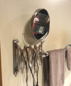 JERDON Two-Sided Wall-Mounted Makeup Mirror - Makeup Mirror with 7X Magnification & Extendable Arm - 8-inch Diameter Mirror with Nickel Finish Wall Mount - Model JP2027N 35 81tn9Mv8J1L