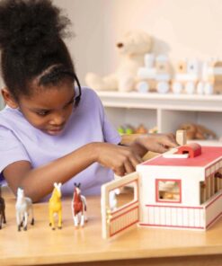 Melissa & Doug Take-Along Show-Horse Stable With Wooden Box and 8 Toy, Barn Play Set, Portable, Toys For Kids Ages 3+ 28 81tpk04d9sL 3