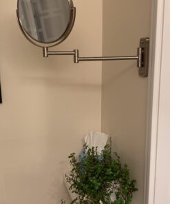 JERDON Two-Sided Wall-Mounted Makeup Mirror - Makeup Mirror with 5X Magnification & Wall-Mount Arm - 8-Inch Diameter Mirror with Nickel Finish Wall Mount - Model JP7506N 30 81tqG8FxyTL 2