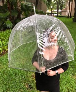 Totes Signature Clear Bubble, Rain & Windproof Umbrella - Perfect for Weddings, Travel and Outdoor Events - Curved Handle with Deluxe Finish, in Transparent or Colorful Design Options 37 81tw0lCBnHL