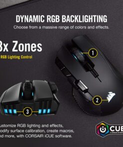 CORSAIR IRONCLAW WIRELESS RGB Rechargeable Gaming Mouse with Slipstream Technology - 18,000 DPI - 3-Zone RGB Multi-Color Backlighting - Black 39 81twVllgflL