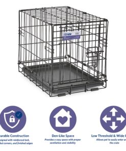 MidWest Homes for Pets Newly Enhanced Single Door iCrate Dog Crate, Includes Leak-Proof Pan, Floor Protecting Feet , Divider Panel & New Patented Features XX-Small - 18" L x 12" W x 14" H 26 81txCW9UUL