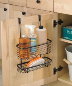 iDesign Steel Over-The-Cabinet 2-Tier Hanging Kitchen Storage Basket The Axis Collection, 4" x 11.1" x 16.3", Bronze 21 81txlOqLI5L