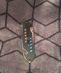 TAC Force Spring Assisted Folding Pocket Knife – Rainbow TiNite Coated Drop Point Blade and Liner, Black Aluminum Handle w/ Rope Cutter, Glass Punch, and Clip, Tactical, EDC, Rescue - TF-509 4.75 inch 35 81tyjCokqL