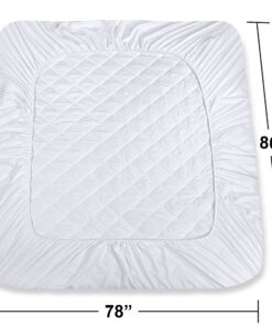 Utopia Bedding Quilted Fitted Mattress Pad (King) - Elastic Fitted Mattress Protector - Mattress Cover Stretches up to 16 Inches Deep - Machine Washable Mattress Topper White King 38 81tz9Ro4WqL