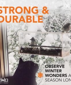 Window Bird Feeder with Strong Suction Cups, Clear Window Bird Feeders for Outside - Transparent Bird House, Balcony Glass Mount, Acrylic Cat, Kids & Elderly Viewing Clear Bird Feeder for Window Perch Large Ranch 32 81u1GWK9hOL