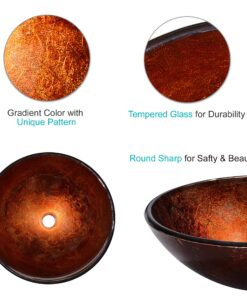 Aquaterior Modern Bathroom Round Artistic Tempered Glass Vessel Vanity Sink Bowl Basin Spa (FAUCET NOT INCLUDED) Flame Red 26 81u1omL8QHL