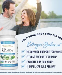 DIM Supplement 200 mg | Estrogen Hormone Balance for Women & Men | Hormonal Acne Supplements, Menopause Support, Antioxidant Support | Clean Label Project Certified, Vegan, Soy Free | 60 Ct. DIM 200mg 35 81u3WC5tsmL 1