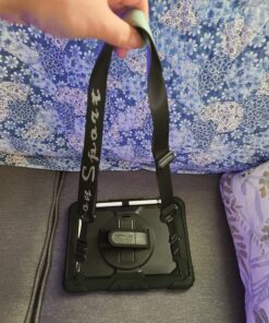 SEYMAC stock iPad 9th/ 8th/ 7th Generation Case 10.2’’, Shockproof with Screen Protector Pencil Holder 360° Rotating Hand Strap &Stand, for 10.2 inch 2021/2020/2019 (Black) Black+Back 69 81u3xeSe5BL