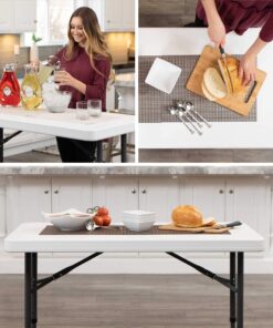 LIFETIME 80160 Commercial Height Adjustable Folding Utility Table, 4 Feet, White Granite 38 81u7M6XgfAL