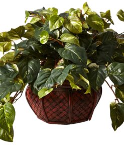 Alternative view of Nearly Natural 6681 15in. Pothos with Decorative Vase Silk Plant,Green,17.5" x 10.125" x 10.125" Green 17.5 in x 10.125 in x 10.125 in