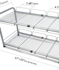Surpahs 2 Tier Under Sink Expandable Shelf Organizer, Storage Rack (Silver) 21 81uAMHIiKbL