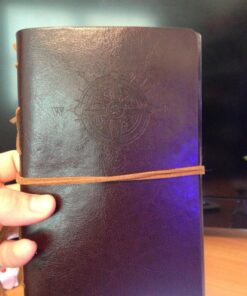 EvZ Leather Writing Journal Notebook, 7 Inches Vintage Nautical Spiral Blank String Diary Notepad Sketchbook Travel to Write in, Unlined Paper, Retro Pendants, Classic Embossed, Coffee 49 81uATSaiXL
