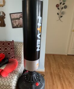 FITVEN Freestanding Punching Bag with Boxing Gloves Heavy Boxing Bag with Suction Cup Base for Adult Kids - Men Stand Kickboxing Bag Black or Silver white 30 81uAhE9QfWL