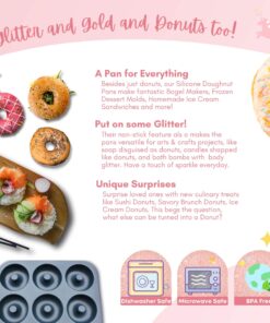 Large Non-Stick 100% LFGB Grade Silicone Donut Pan, Makes 9 Full Size Donuts, Oven, Dishwasher and Freezer Safe Donut Mold by Unicorn Glitter LLC Navy 31 81uAyp3mjxL