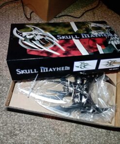 Masters Collection – Fantasy Claw Display Knife – Black and Satin Finish Stainless Steel Blades, Cast Metal Skull, Includes Wood Display Stand, Collectible, Self Defense – MC-2091, 13-Inch 35 81uEVLFb1ZL