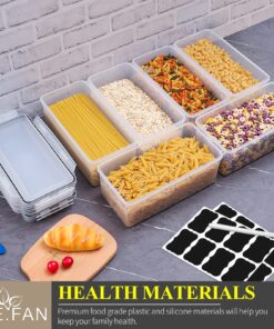 ME.FAN 6 Set 3.2L Food Storage Containers, Spaghetti Containers Airtight Horizontal Storage/Pasta Containers Kitchen Pantry Organization Canisters with 24 labels & Pen - Black Black-6 X 3.2L 33 81uISO1Pu7L
