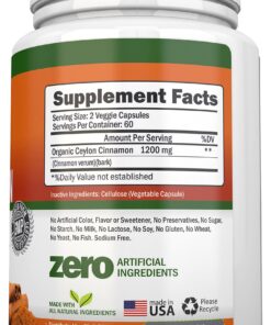 NutriONN Organic Ceylon Cinnamon - 1200mg - 120 Capsules - True Cinnamon - Powerful Antioxidant - Supports Immune Health & Heart Health - Joint & Bone Health Support 9 81uKYzGQt8L