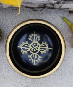 DharmaObjects Tibetan Meditation Om Mani Padme Hum Peace Singing Bowl With Mallet Small Black 16 81uMM 2GIQL