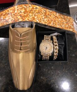 Charles Raymond Bling-ed Out Silver Round Luxury Mens Watch w/Bling-ed Out Bracelet - L0504B gold 31 81uNl5GiaoL