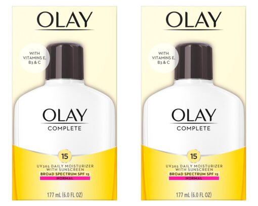 Olay Face Moisturizer Complete Lotion All Day Daily Facial Moisturizing Lotion SPF 15 for Normal Skin and Hydration, Oil-Free Non-Greasy, 6 Fl Oz (Pack of 2)