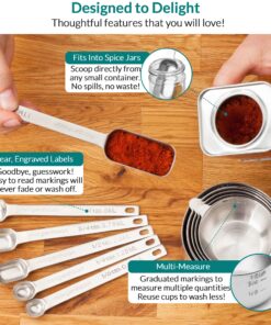 Stainless Steel Measuring Cups & Spoons Set - Heavy Duty, Stackable 13-Piece Set - Dry Foods, Liquids, Dishwasher-safe - Professional Metal Kitchen Utensils By Morgenhaan 13-Piece Baker's Bliss Kit 31 81uT4BWs6nL 1