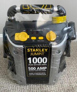 STANLEY J5C09 Portable Power Station Jump Starter 1000 Peak Amp Battery Booster, 120 PSI Air Compressor, USB Port, Battery Clamps 1,000 Peak Amps 69 81uTdydv59L
