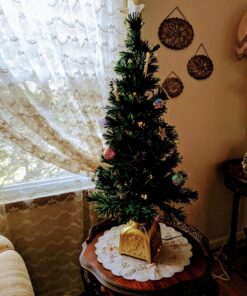 HOLIDAY PEAK 3’ Musical Spinning Fiber Optic Christmas Tree, Pre-Lit and Fully Decorated Revolving Tree 19 81uXcr2DMzL