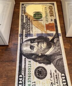 Machine Washable $100 Bill Design Non-Slip Rubberback 22x53 Modern Runner Rug for Hallway, Kitchen, Bedroom, 22" x 53", Multicolor Money New $100 Runner - 22" x 53" 41 81uanbov3VL
